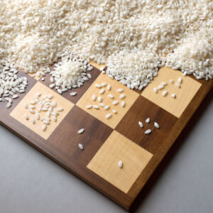 Rice grains on chessboard